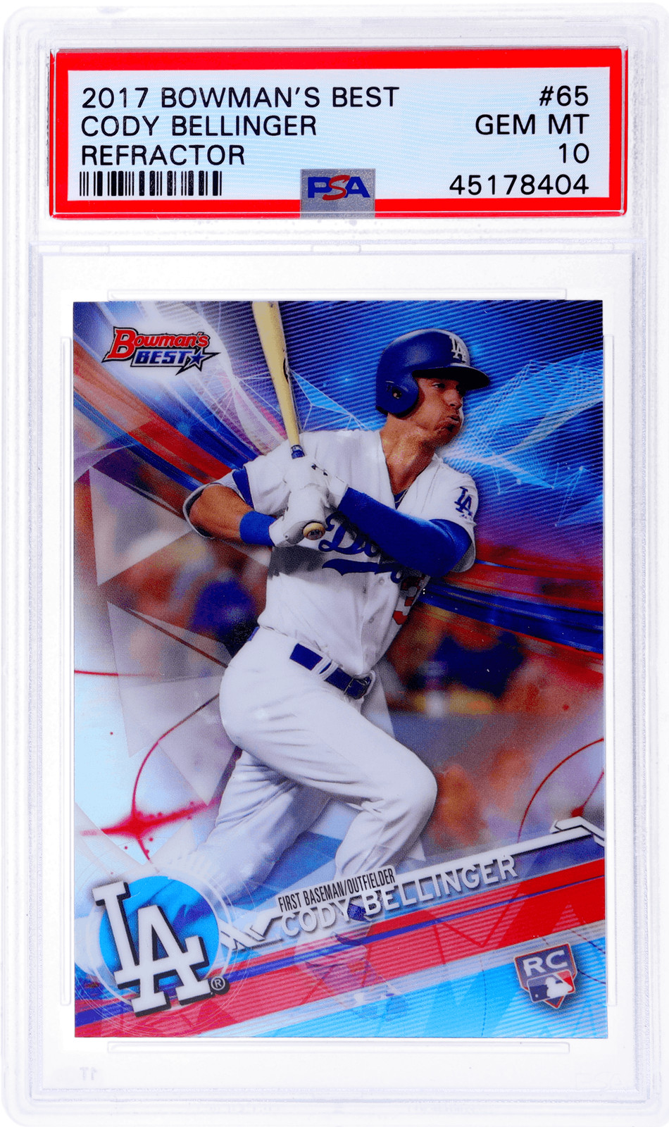 2017 Bowman's Best Cody Bellinger Refractor #65 PSA 10 Rookie RC