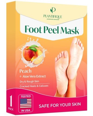 PLANTIFIQUE Foot Peeling Mask, Dermatologically Tested - 1 Pair, Peach | Repairs