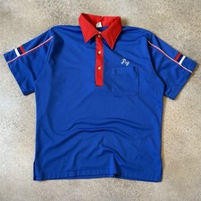 Vintage 70s Hilton 1/4 Button Bowling Polo Shirt Large Embroidered Name Peg 1970