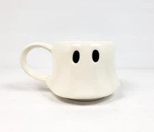Way To Celebrate! Home White Black Ghost Halloween Stoneware Mug Cup