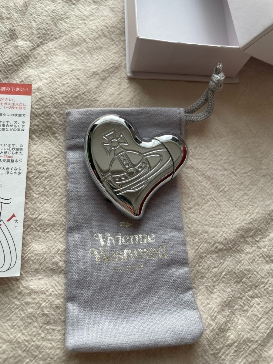 Vivienne Westwood heart gas lighter silver with BOX Used