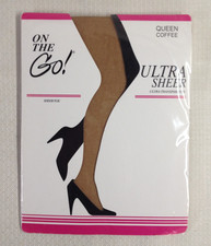On the Go Pantyhose Ultra Sheer Sheer Toe - Size Queen - Color Coffee - NEW