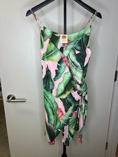 Farm Rio Pink Tropical Print Wrap Mini Dress size XS NWOT
