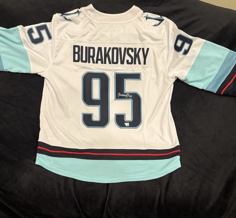 Camiseta firmada auténtica Andre Burovsky Kraken certificada por fanáticos auténtica Foto 2 de 4