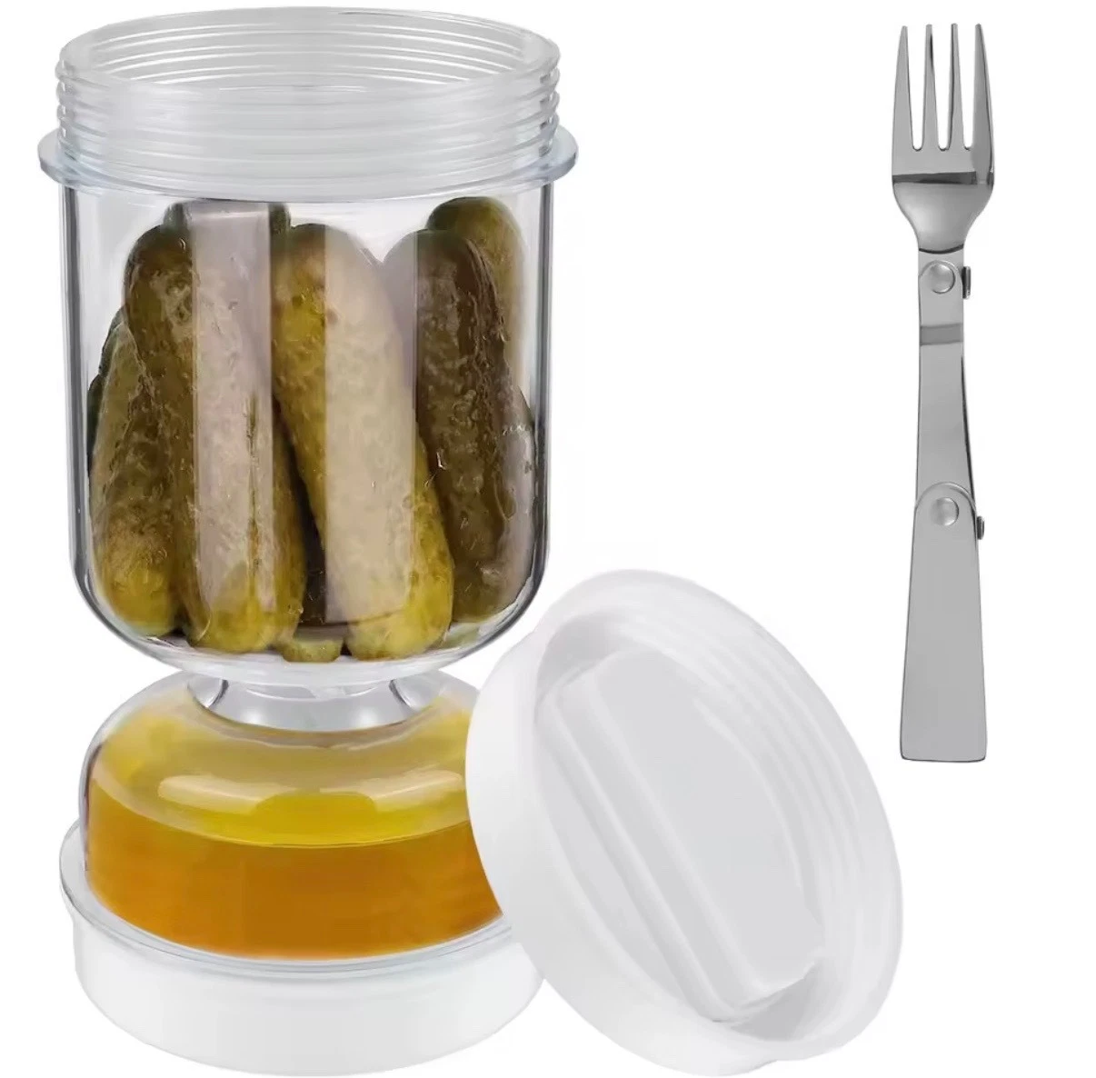 Flip Pickle Jar with Strainer Hourglass Design Olive & Pickle Container