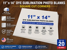 11"x14" Gloss White Aluminum Sublimation Photo Sign Blanks 20 Pack USA