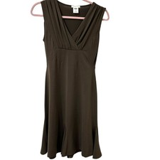 Old Navy Vtg Womens Sz XS Brown Babydoll A Line Pleated Dress Y2K Preppy Stretch