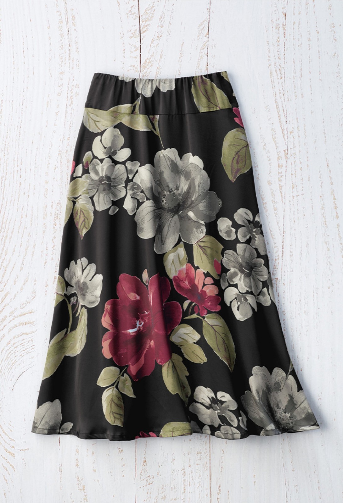 Coldwater Creek Florencia Satin Maxi Skirt Color Black Multi