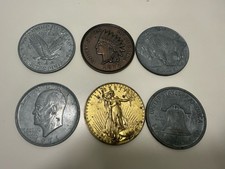 Vintage Large Replica US Coins Lot Buffalo Nickel Walking Liberty Kennedy