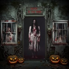 3 Pcs Halloween Door Window Cover Set, Creepy Bloody Ghost