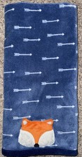 Parents Choice Navy Blue Fox Applique Baby Blanket Arrows Security Lovey 30x40"