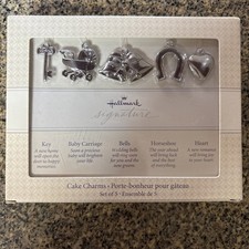 Hallmark Wedding Cake Ribbon Charms Gift Set of 5 Silver Bridal Shower Gift NIB