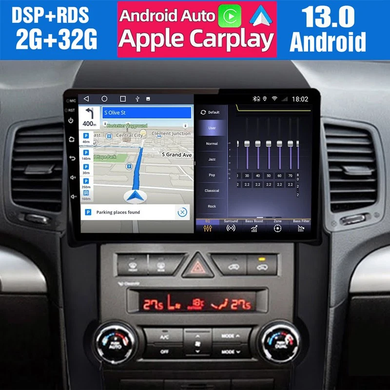 Android 13 Para Kia Sorento 2009-2013 Apple CarPlay Coche Radio Estéreo GPS Navegación BT Foto 2 de 4