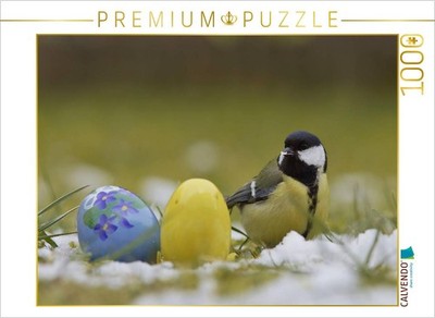 CALVENDO Puzzle Kohlmeise mit Ostereier | 1000 Teile Lege-Größe 64x48cm Foto-Puz