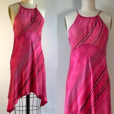 Y2K Victoria  s Secret Silk Slip Halter Dress Handkerchief Hem S/M