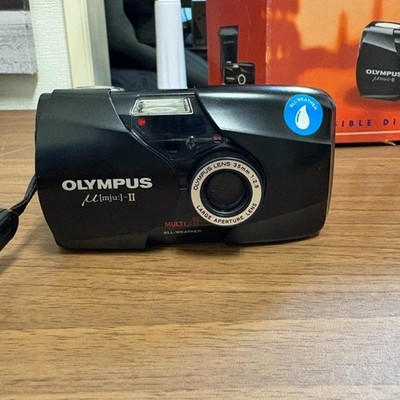 Olympus μ mju II Black Point & Shoot 35mm Film Camera rare w/ Box