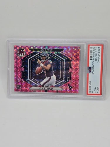 2023 Panini Mosaic NFL Debut C.J. Stroud #ND-3 Camo Pink Mosaic Prizm (RC) PSA 9