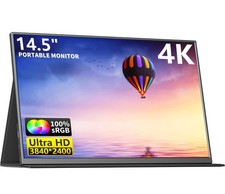 4K Portable Monitor, 14.5" IPS Laptop Screen, Slim Lightweight 1500:1 Dual US...