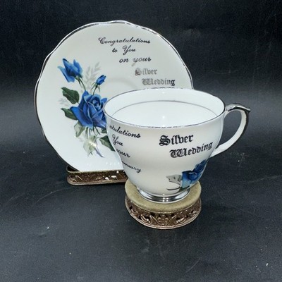 One Pair of Vintage Duchess 25th, Silver Wedding Anniversary Tea Cup & Saucer