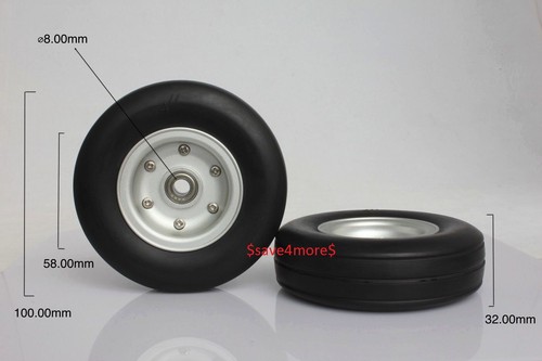 4.0" Aluminum Alloy Core Natural Rubber Wheels Tires for RC Airplane - Picture 3 of 3