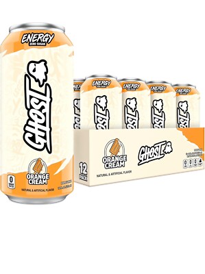 GHOST ENERGY Sugar-Free Energy Drink - 12-Pack Orange Cream 16oz Cans - Energy