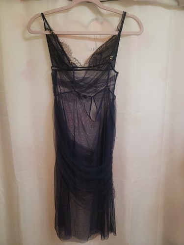 Victoria's Secret Very Sexy Blue And Gold Sheer Mesh Grecian Nightgown - Picture 6 of 7