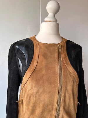 100%ORIG H&M ECHTLEDER SUEDE BIKER LEDER JACKE GR.36 MEHRFARBIG SELTENES MODELL