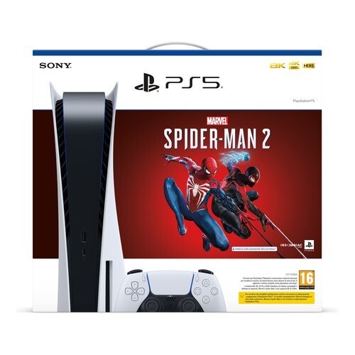 PS5 Console 825GB Standard Ed. White +Marvels Spider-Man 2