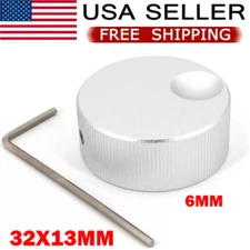 Silver Solid Aluminum 32mmx13mm Audio Volume Rotary Control Potentiometer Knob