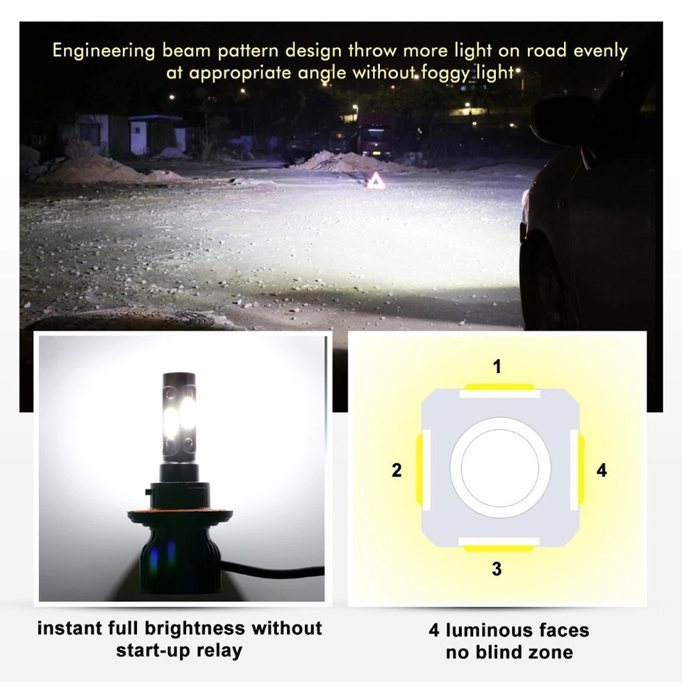 Faros LED H13 de 4 lados para Ford F-150 04-14 F-250 F-350 Super Duty 05-22 Foto 2 de 4