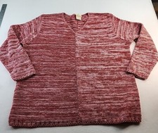 Bobbie Brooks Red White Acrylic Womens XL Long Sleeve Sweater USA Made