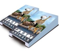 PARTY ANIMALS Zoo Tiger Giraffe TABLETOP Cornhole Boards Game Set Mini Miniature