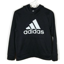 Adidas Youth Big Boy Mesh Trefoil Logo Fleece Hoodie Sweatshirt Size M 10/12 