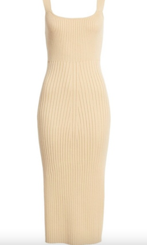 WAYF, Gillian Ribbed Tank Dress In Khaki, XS-NWT