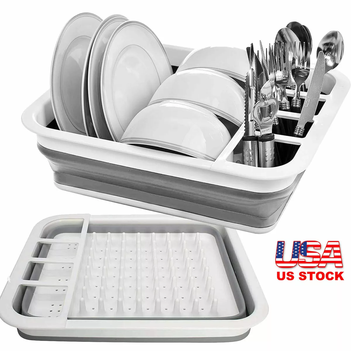 Collapsible Dish Drying Rack Portable Kitchen Dish Drainer Dinnerware  Basket