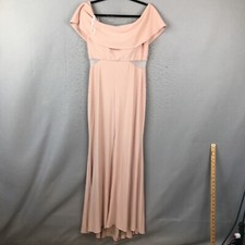 Xscape Maxi Dress Womens 12 Blush Portrait Collar Off The Shoulder Gown Bridal
