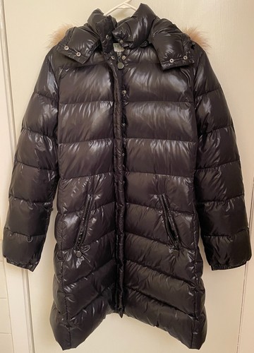 BRAND NEW - BENETTON Women Long Puffer Jacket Fur Hooded 80% Duck Down Black - 第 1/19 張圖片