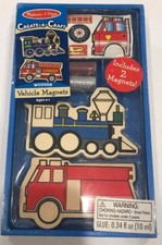 NEW Melissa  Doug Create-A-Craft Wooden Vehicles Magnets 2 pieces 