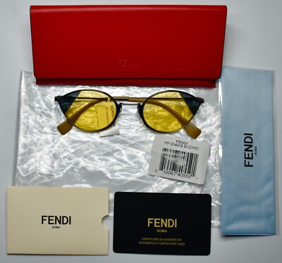 FENDI NWT $435 FF0342/S B1ZHO SILVER/GREY/BEIGE YELLOW CAT