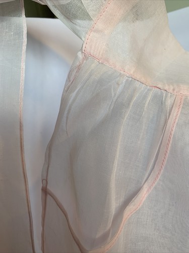 Vtg 50s Sheer Pink Maid Apron  Costume Fantasy Prop Hostess Half Apron SIZE L XL - Picture 9 of 15