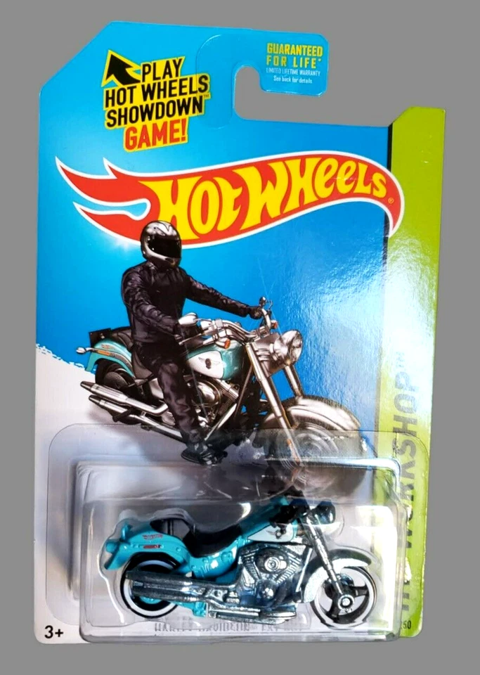 Harley-Davidson Fat Boy 2014 Hot Wheels motocicleta turquesa HW taller 1:64 Foto 4 de 4