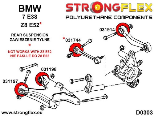 PU Rear Lower Trailing Arm Bushing Kit Sport 036112A fits BMW E39 E60 E68 X5 Z8 - Picture 3 of 3