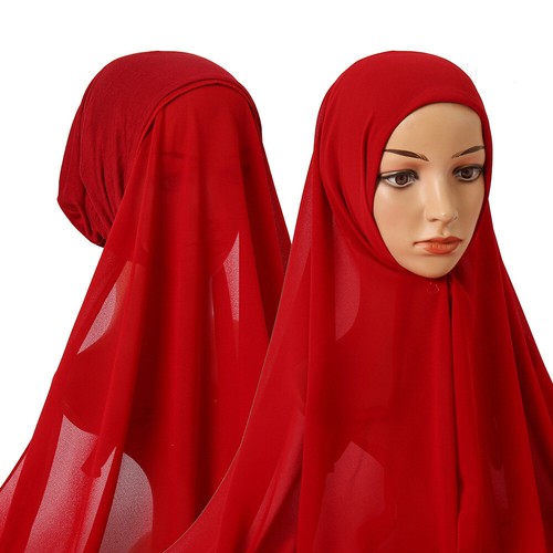 Chiffon Scarf Hijab And Jersey Cap All In One Suit Shawl Muslim Women Headwrap - 第 24/28 張圖片