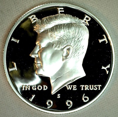 1996 S Proof SILVER Kennedy Half Dollar Coin 90% 50 Cent JFK from