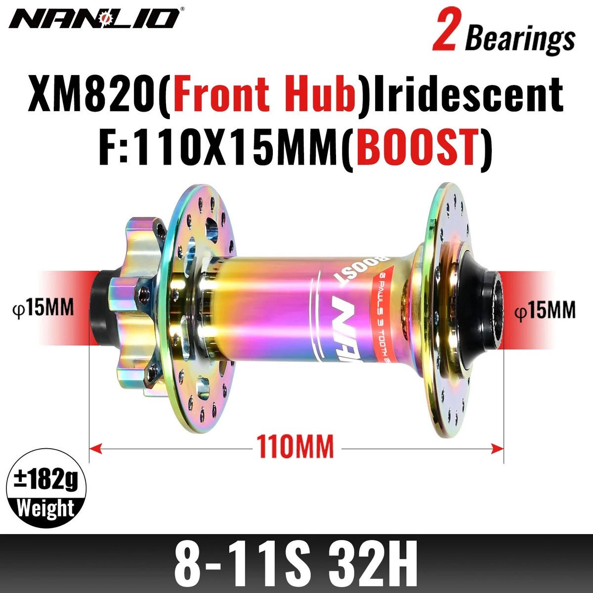 MTB Bicycle Front Hub Thru Axle Disc Brake Bolts Boost 15x110