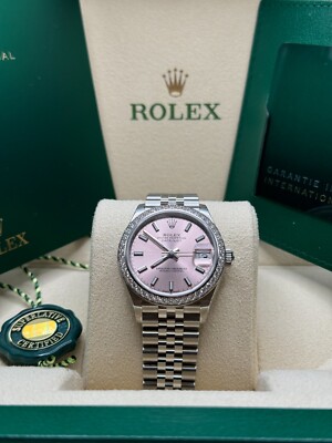 Rolex Datejust 31 NEW 2024 Pink Index Dial Diamond Bezel 278384RBR Steel Jubilee