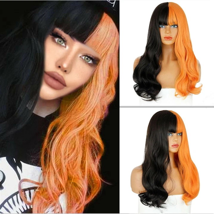 Orange and black sales wig