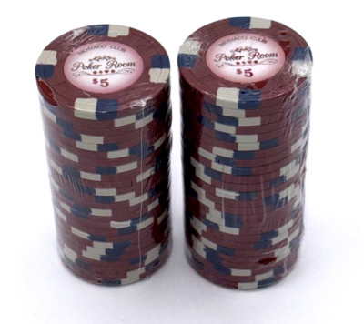 Pack of 50 Monaco Club Poker Chips, Heavyweight 13.5-gram Clay Composite (5 Red)