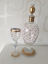 VERA  WALTHER BLEIKRISTALLGLAS KARAFFE MIT LIKÖRGLAS/ MUNDGEBLASEN 