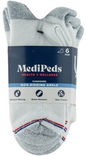 MediPeds Men's Non-Binding Cushioned Ankle Socks, 6-Pairs, Size XL 12-15